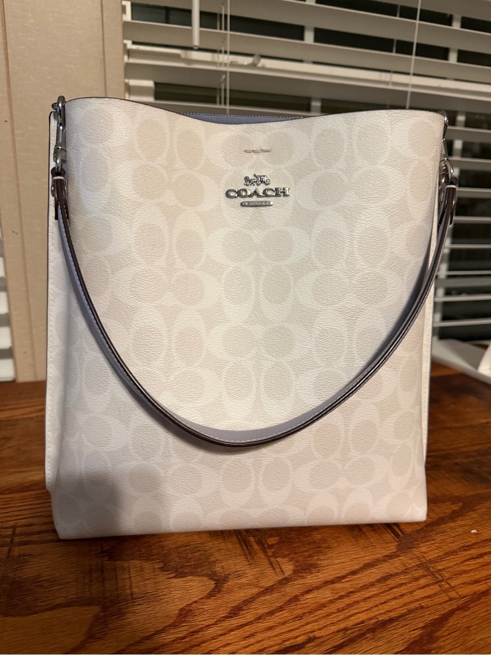Coach Shoulder Tote in Light Chalk Signature Canvas